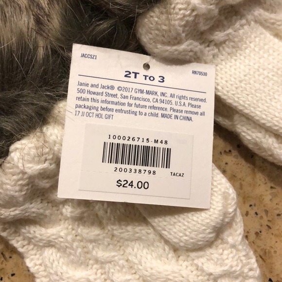 Janie and Jack White Fur Mittens - Picture 2 of 2